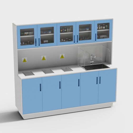 Low-Polygon Laboratory Cabinet 3D model