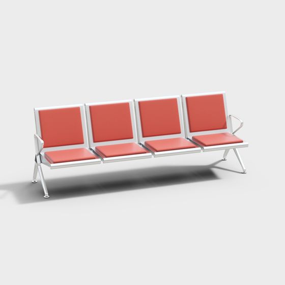 Stylish Coral Red Low-Polygon Seat 3D model