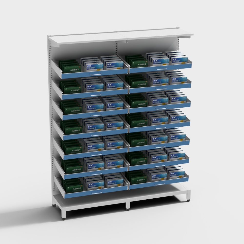 Modern Pharmacy Drug Shelf Single-Sided Rack