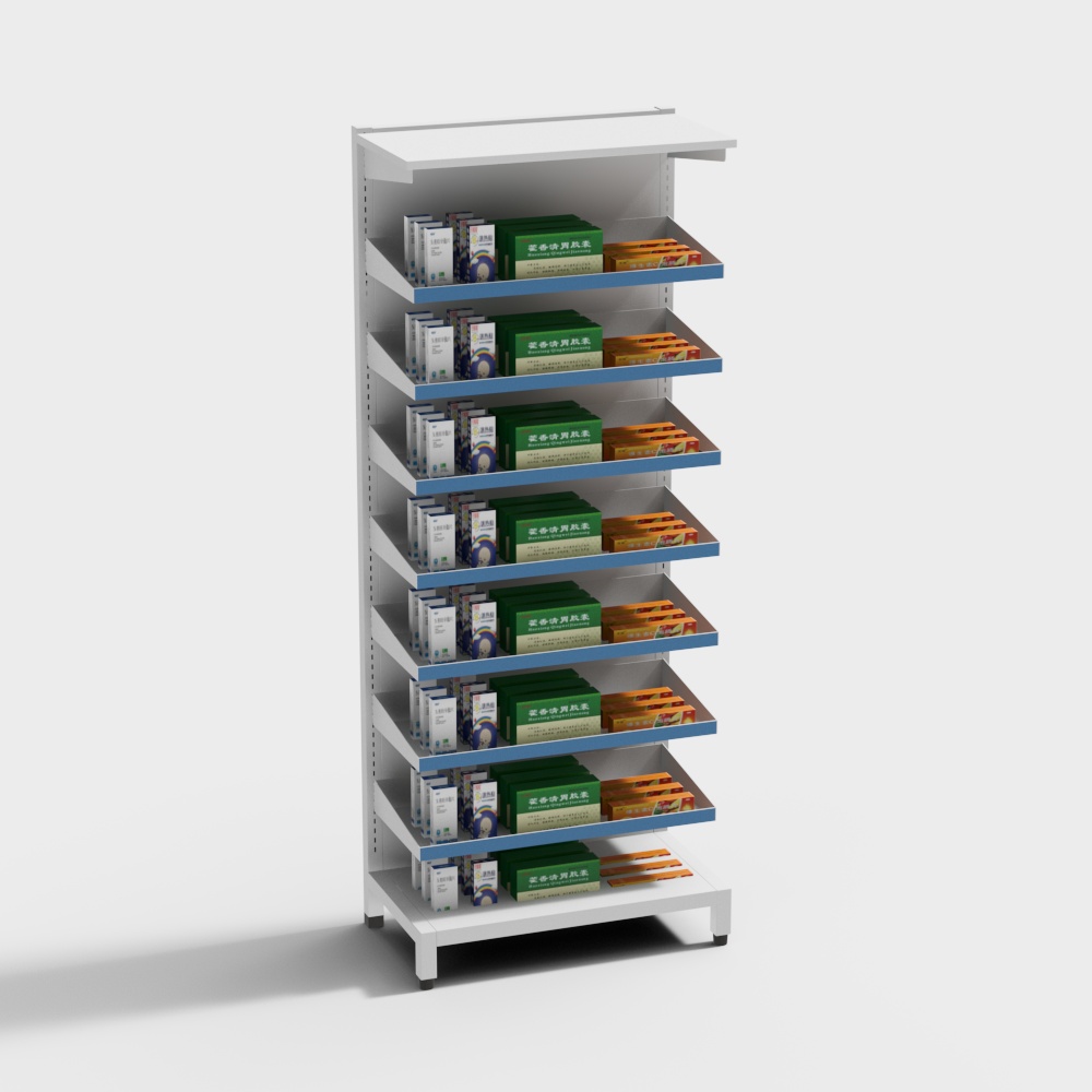 Mensola per medicinali da farmacia moderna con stoccaggio unilaterale
