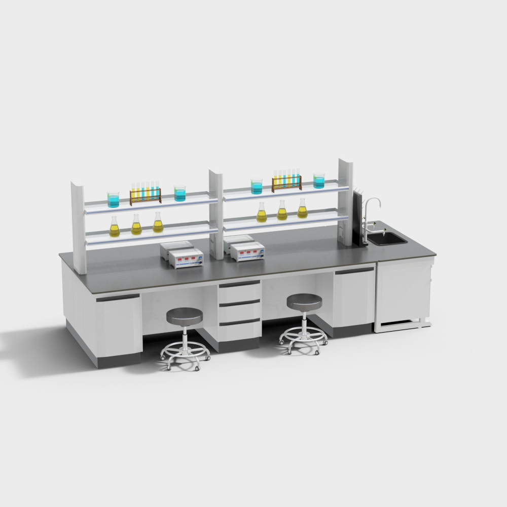 Combinación de Mesa y Sillas de Equipos de Prueba de Laboratorio de Estilo Moderno para Cuatro Personas