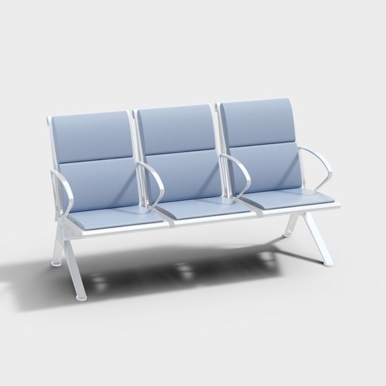 Modern Hospital Lobby Resting Chairs 3D Model in Blue