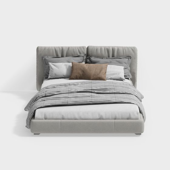 Elegant Low-Poly Bed 3D model for Modern Spaces