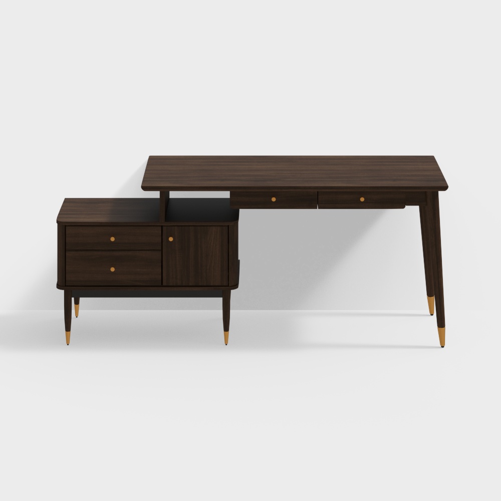 Kena Nordic Vintage Office Desk - Walnut