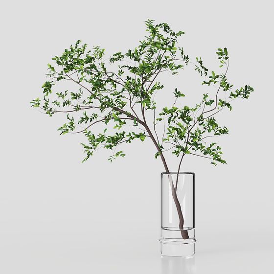 Lively Tree in Glass Vase 3D model for Creative Projects
