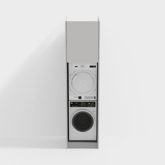 Modern Minimalist Washer and Dryer Cabinet 3D model