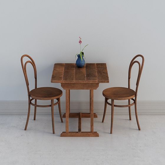 Vintage Dining Table and Chairs 3D model