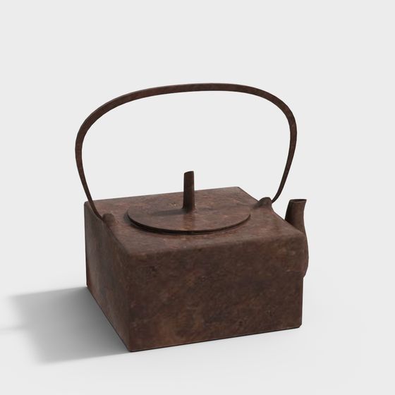 Elegant Vintage Iron Teapot 3D model