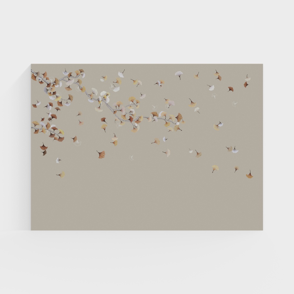 Ireland Wall Fabric Embroidery Background Wall - New Chinese Style Ginkgo Leaf National Style Mural Hard Package - Suitable for Hotels, Villas, Clubs, Tea Houses, Restaurants, Homestays, Living Rooms, Bedrooms, Study Rooms