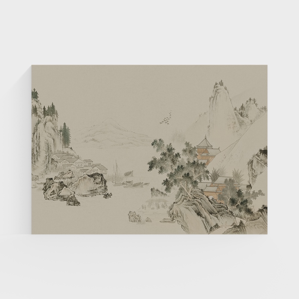 Ireland Wall Fabric Embroidery Background Wall - High-end New Chinese Style Ink Wash Landscape National Style Mural - Suitable for Hotels, Villas, Clubs, Tea Houses, Restaurants, Homestays, Living Rooms, Bedrooms, Study Rooms