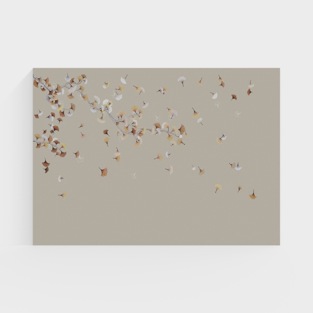 Ireland Wall Fabric Embroidery Ginkgo Leaf Mural Hard Package