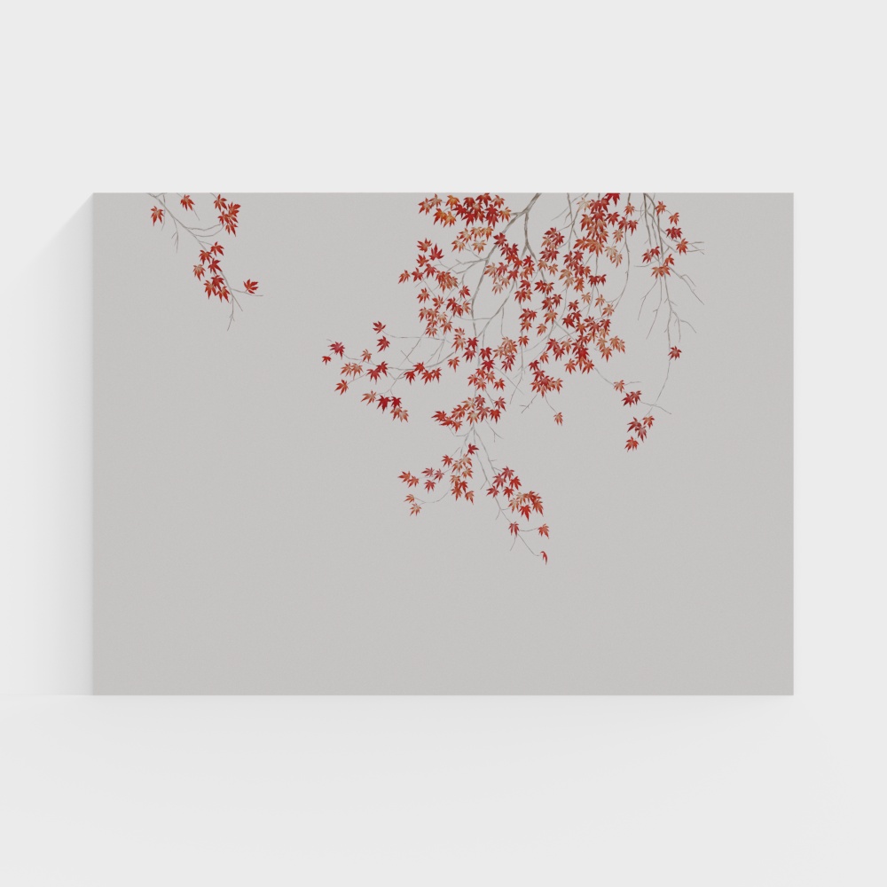 Ireland Wall Fabric Embroidery Background Wall - New Chinese Style Red Maple Leaf National Style Mural Hard Package - Suitable for Hotels, Villas, Clubs, Tea Houses, Restaurants, Homestays, Living Rooms, Bedrooms, Study Rooms