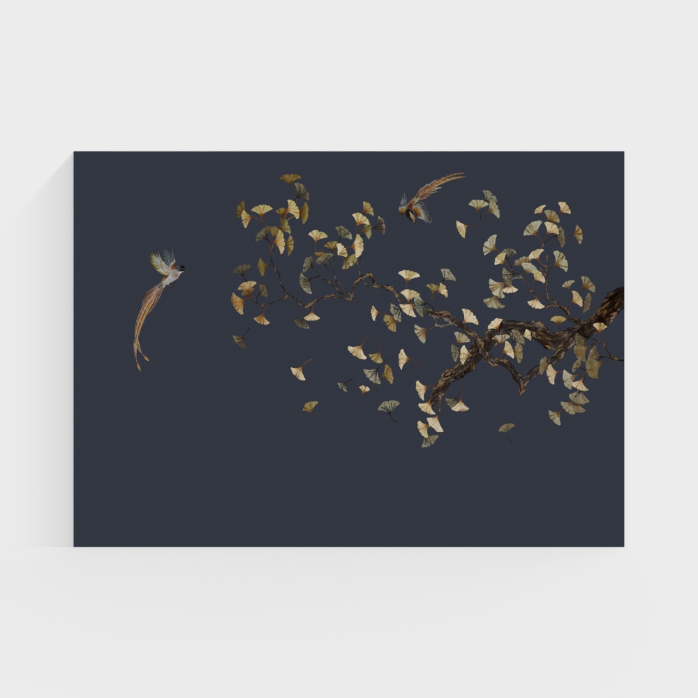Falling Leaves and Birds 3D model