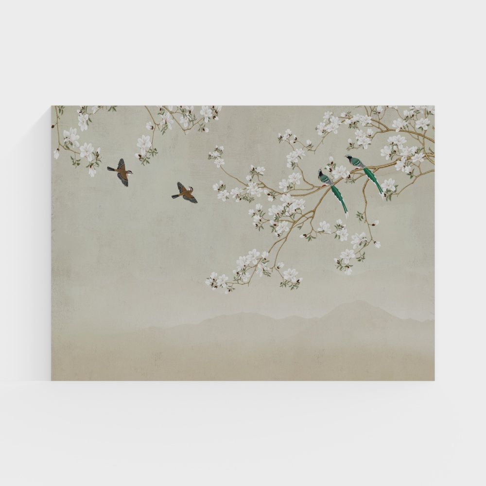 New Chinese Style Flower and Bird Mural, suitable for various venues
