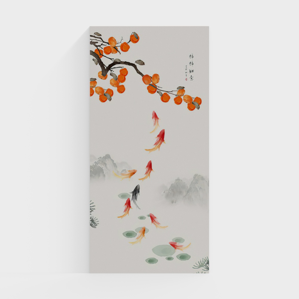 Ireland Wall Fabric Embroidery Background - New Chinese Style Persimmon Wall Painting