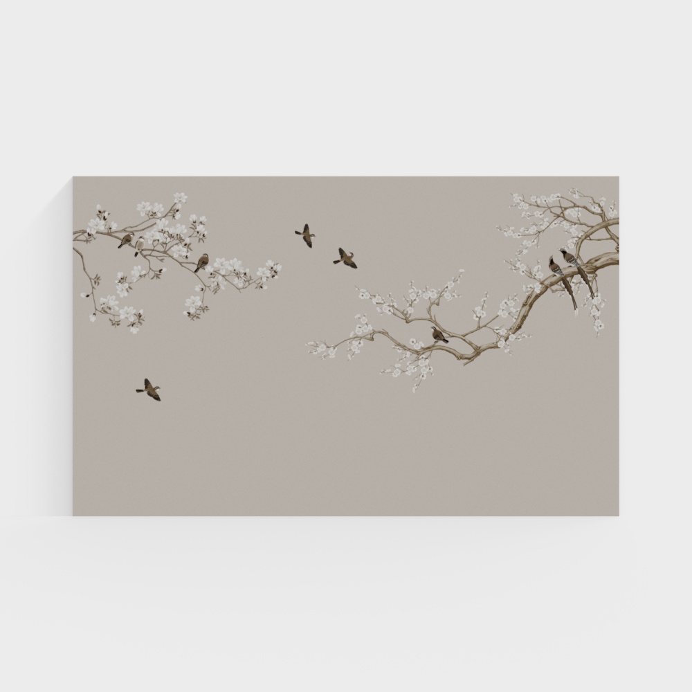 Ireland Wall Fabric Embroidery Background Wall - High-End New Chinese-Style Flower and Bird National Wind Mural Hard Package - Suitable for Hotels, Villas, Clubs, Tea Houses, Restaurants, Homestays, Living Rooms, Bedrooms, and Studies