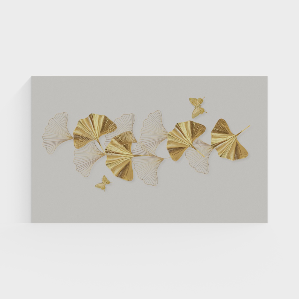 Ireland wall fabric embroidery background - modern new Chinese ginkgo leaf mural