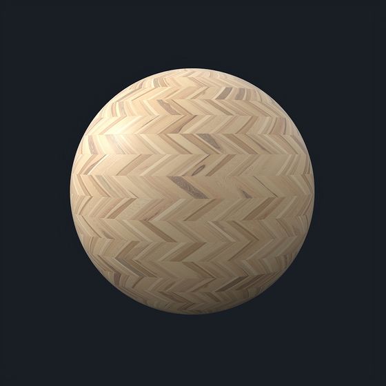 Herringbone Floor 3D Model with Wood Finish