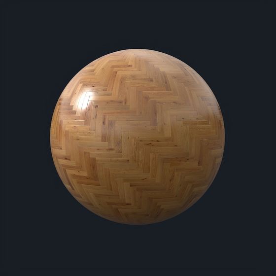 PBR Herringbone Floor 3D Model in Matte Golden Finish