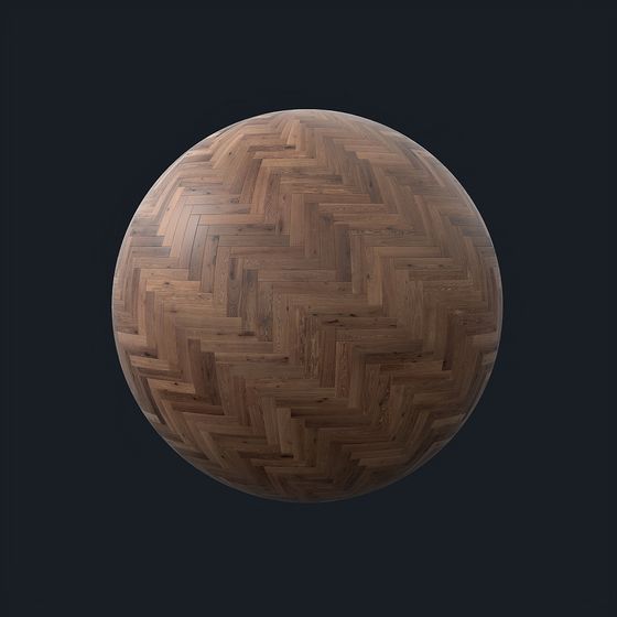 Stylish Matte Herringbone Floor 3D Model in Brown