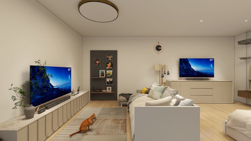 Modern Bedroom Design with Dual TV Setup
