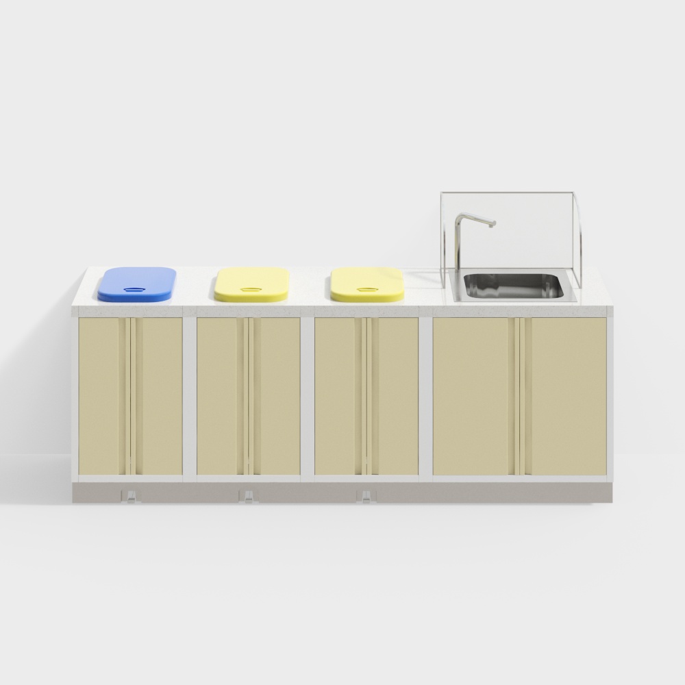 Modern hospital dressing room trash cabinet