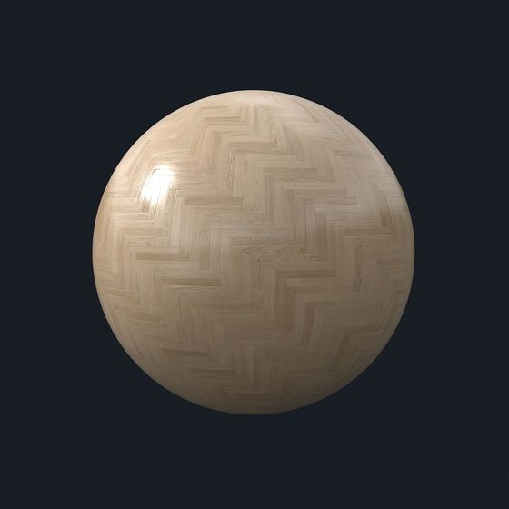 Golden Herringbone Floor 3D Model with Matte Finish