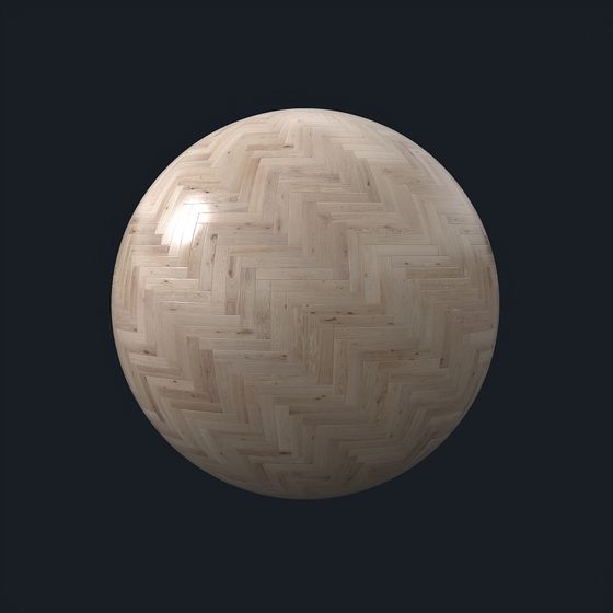 Golden Herringbone Floor 3D Model with PBR Textures