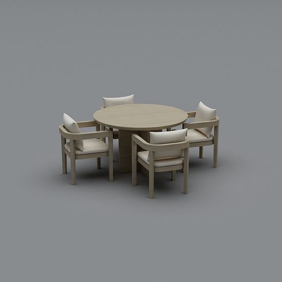 My Round RH Balmain Dining Table 3D Model in Brown