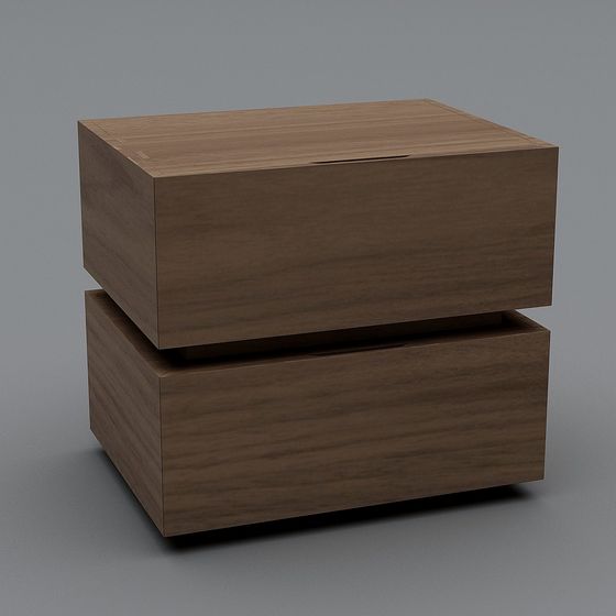 Stylish Dual-Layer Wooden Storage Box 3D model