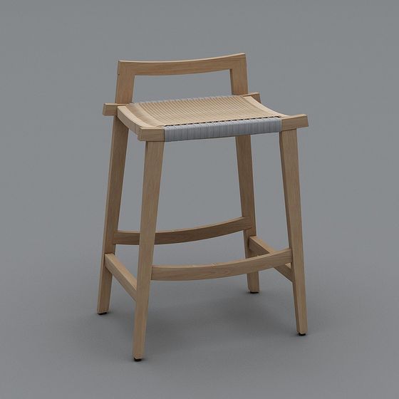 Stylish Wooden Bar Stool 3D model for Creative Projects