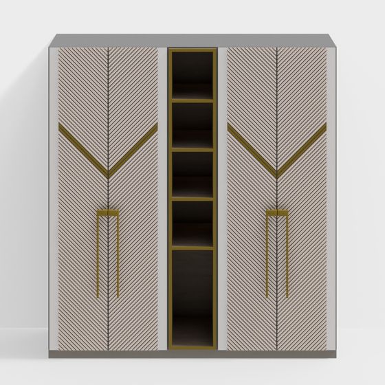 Elegant Herringbone Cabinet 3D model