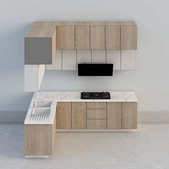 Modern Low-Poly Kitchen 3D Model Design