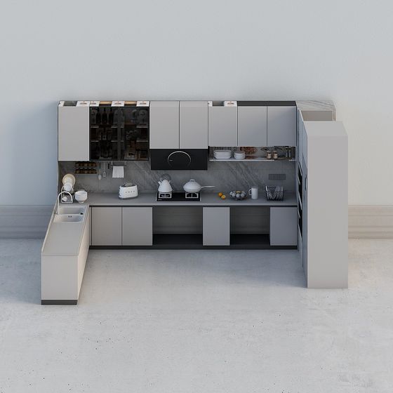 Sleek Low-Poly Kitchen 3D Model for Modern Spaces