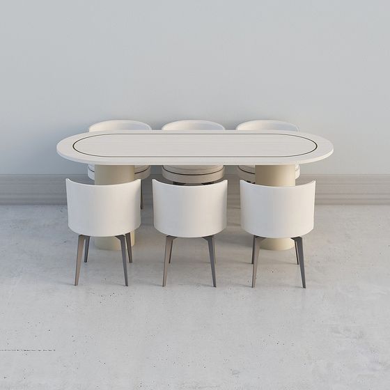 Stylish Low-Poly Dining Table and Chair Set 3D model for Modern Interiors