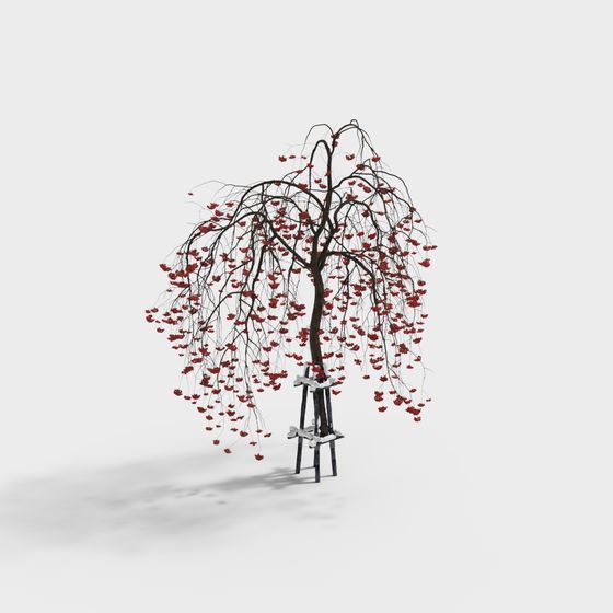 Winter Red Leaf Tree 3D model for Creative Projects
