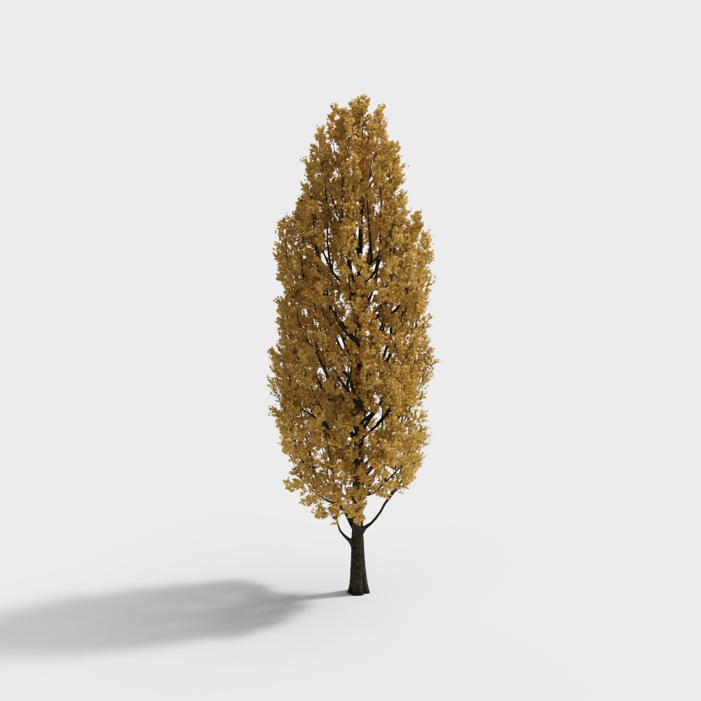 Golden Autumn Tree 3D Model – Low-Poly Autumn Foliage