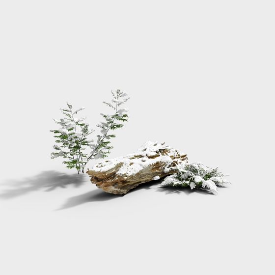 Stylized Snow-Covered Tree Root 3D model for Winter Scenes