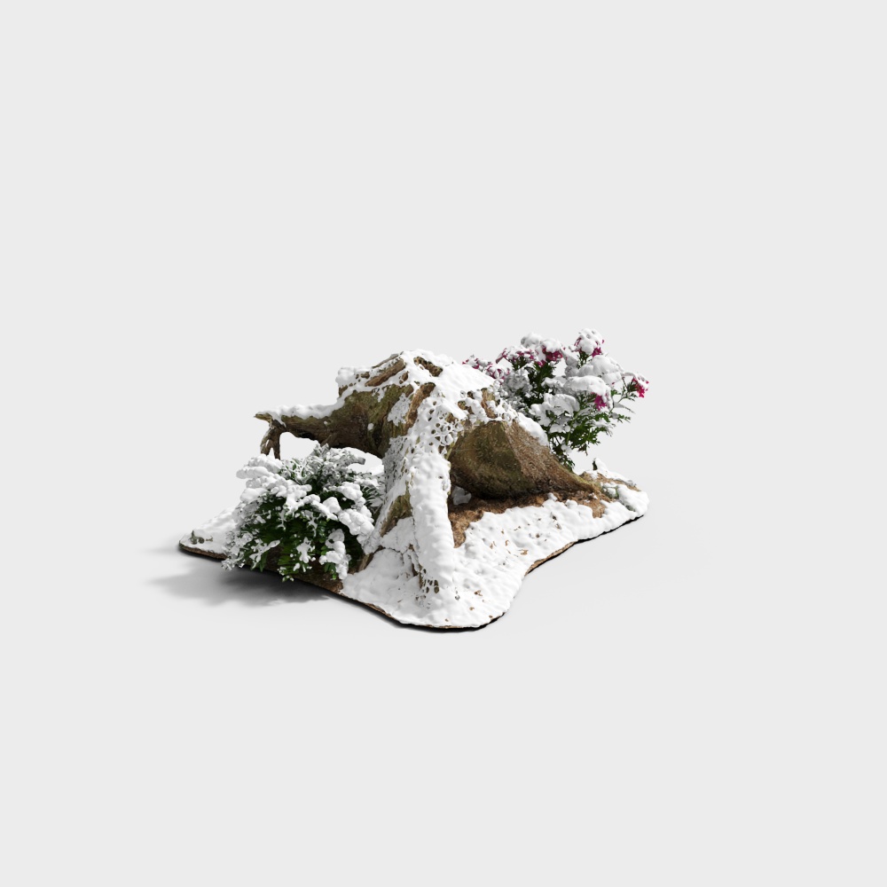 Charming Low-poly Winter Scene 3D model