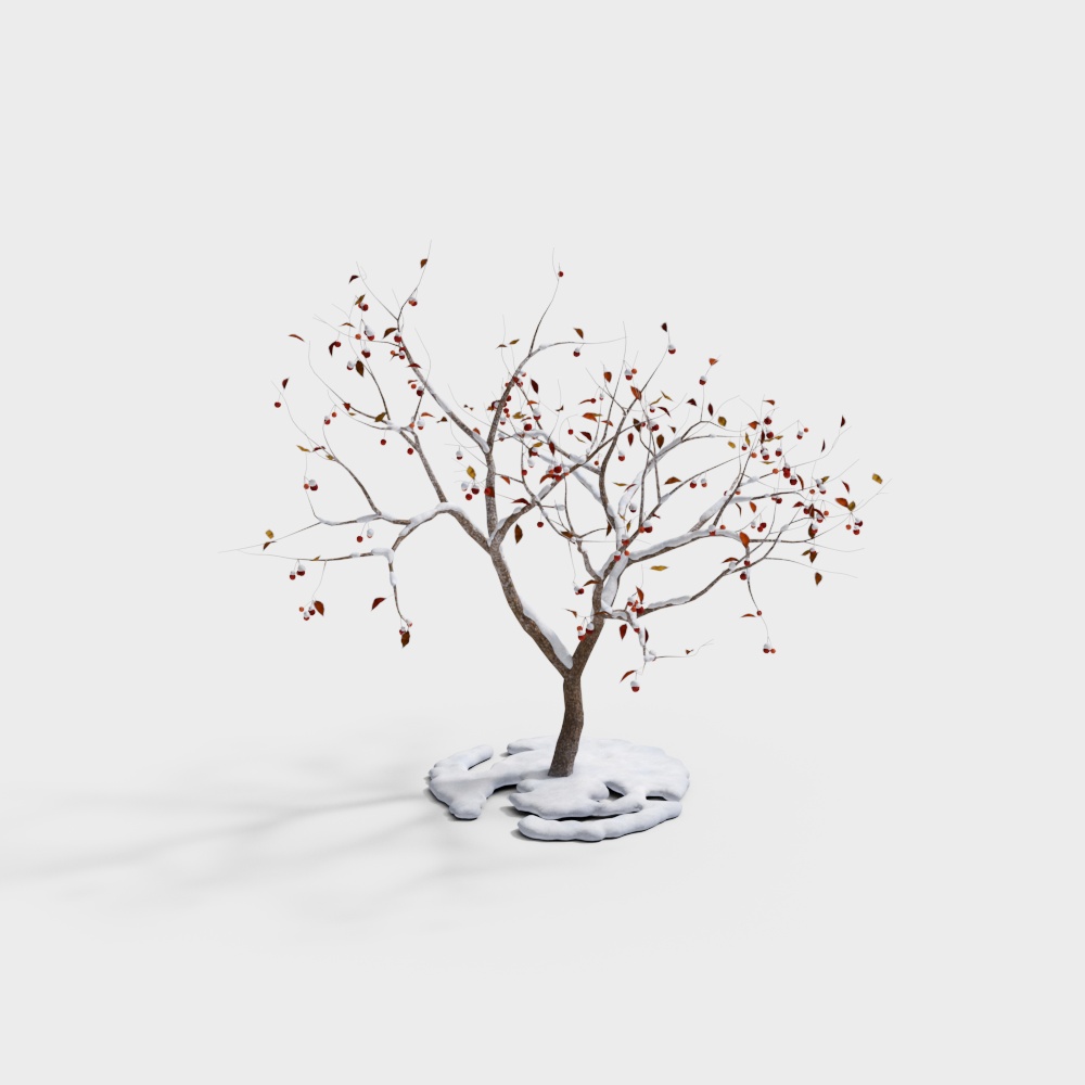 Snowy Solitary Tree 3D model