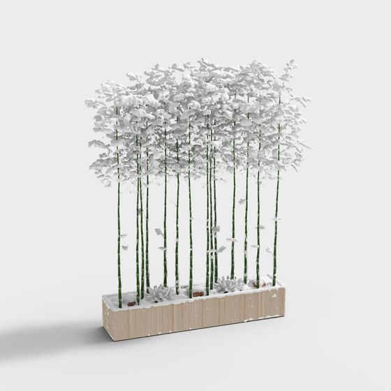 Snowy Bamboo Grove Low-Poly 3D model for Creative Projects