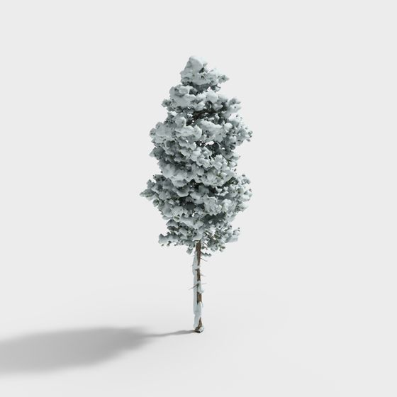 Realistic Snow-Covered Pine Tree 3D Model