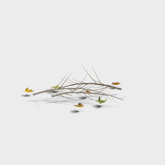 Elegant Golden Branch Ornament 3D Model for Decor