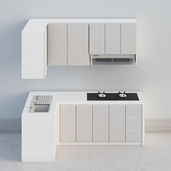 White Kitchen Set 3D Model for Modern Spaces