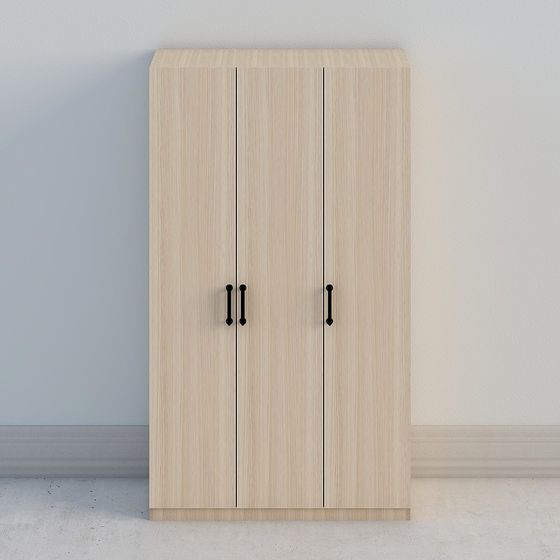 Low-Polygon Wooden Wardrobe 3D model for Interior Design