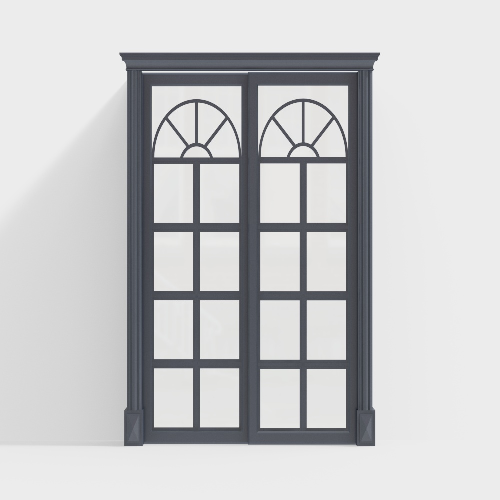 Vintage Double Door 3D Model – Arched Classic Design