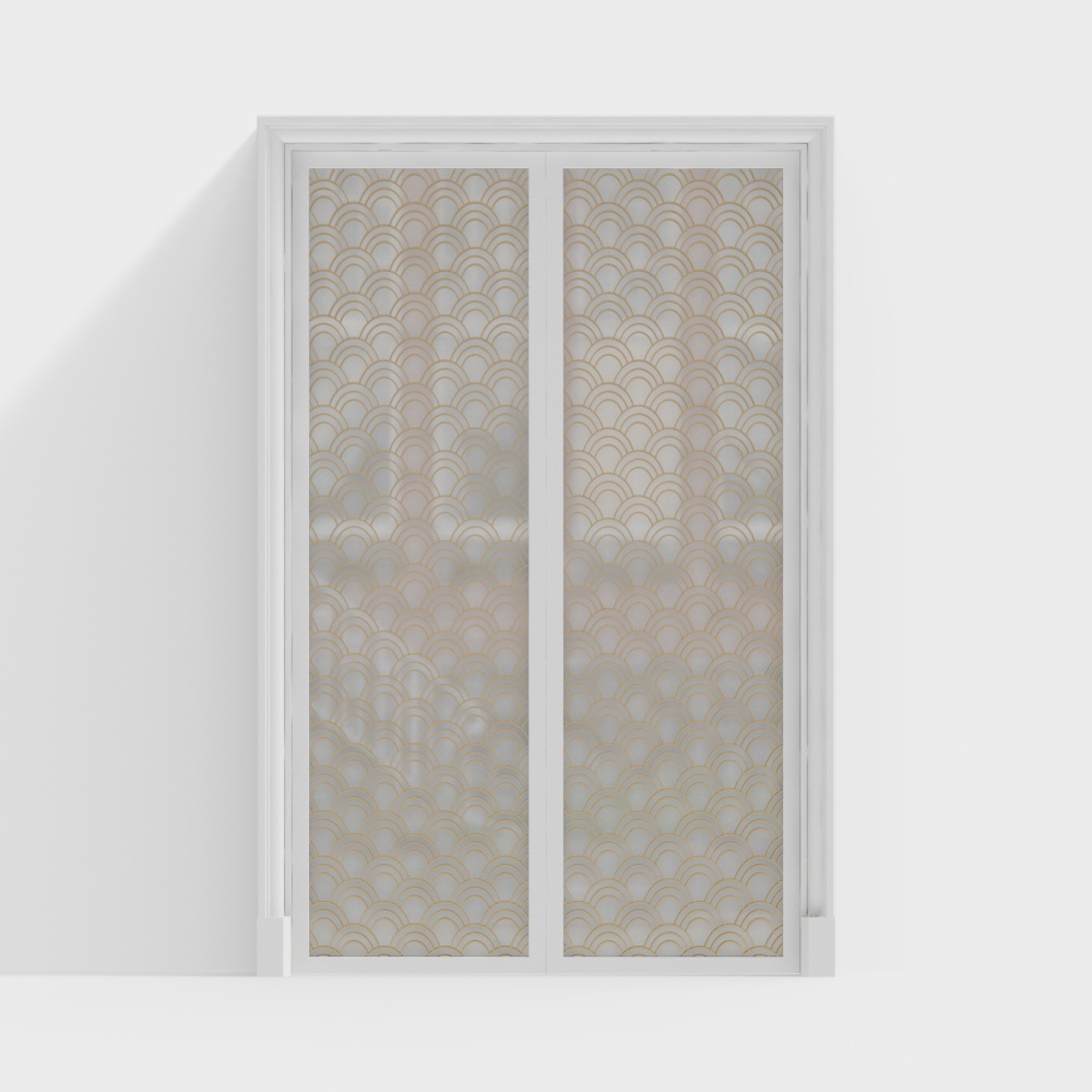 Porta Scorrevole in Vetro con Effetto Onde in Stile Cinese