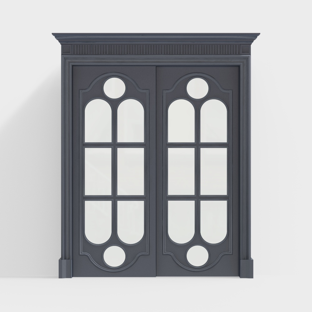 Victorian Arched Doors 3D Model – Low Poly Vintage Design