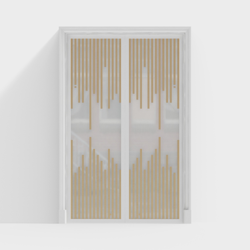 Flowing Light Door 3D Model – Gold and White Minimalist