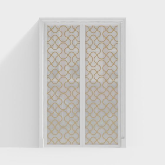 Lattice Glass Door 3D model for Contemporary Spaces